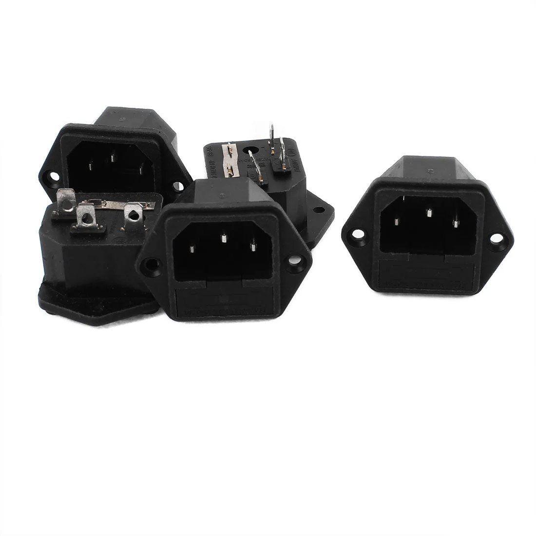 Uxcell 5Pcs AC 250V 10A 3 Terminals Screw Mounting Inlet Power Socket w Fuse Holder