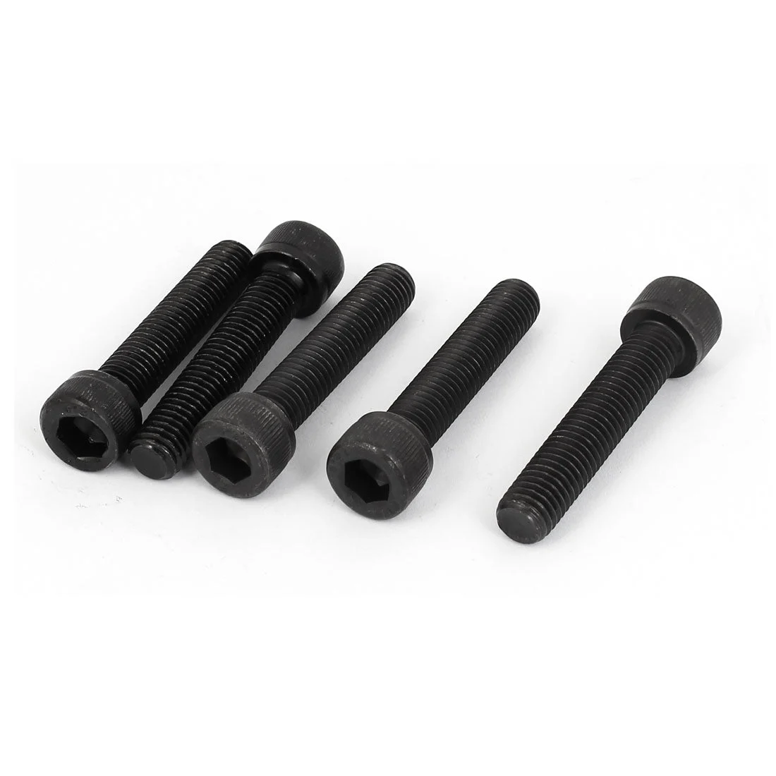 60mm Length M10 x 50mm Fully Thread Hex Socket Head Cap Screws Bolts Black 5 Pcs