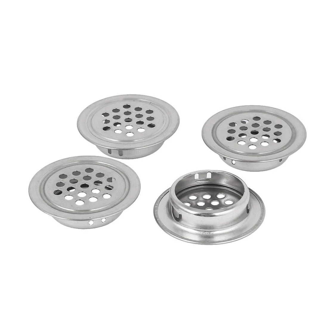 Kitchen 25mm Bottom Dia Flat Mesh Hole Metal Air Vent Louver Silver Tone 4pcs