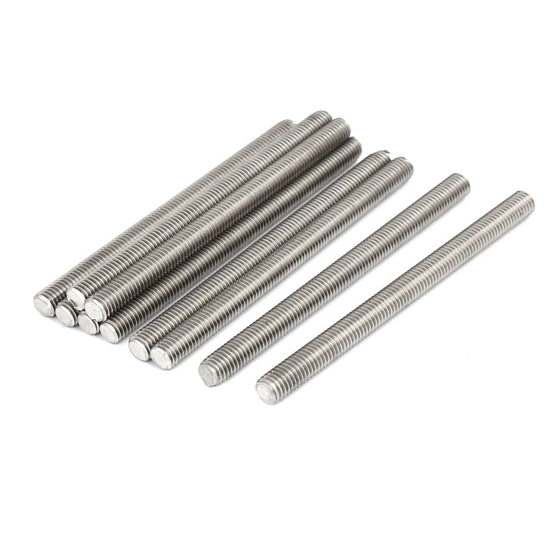 M8 x 110mm 1.25mm Pitch 304 Stainless Steel Fully Threaded Rods Hardware 10 Pcs