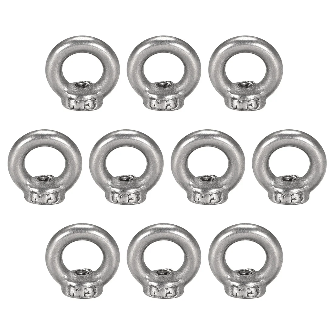 M3 Thread Dia 304 Stainless Steel Ring Shape Eyed Bolt Lifting Eye Nut 10PCS