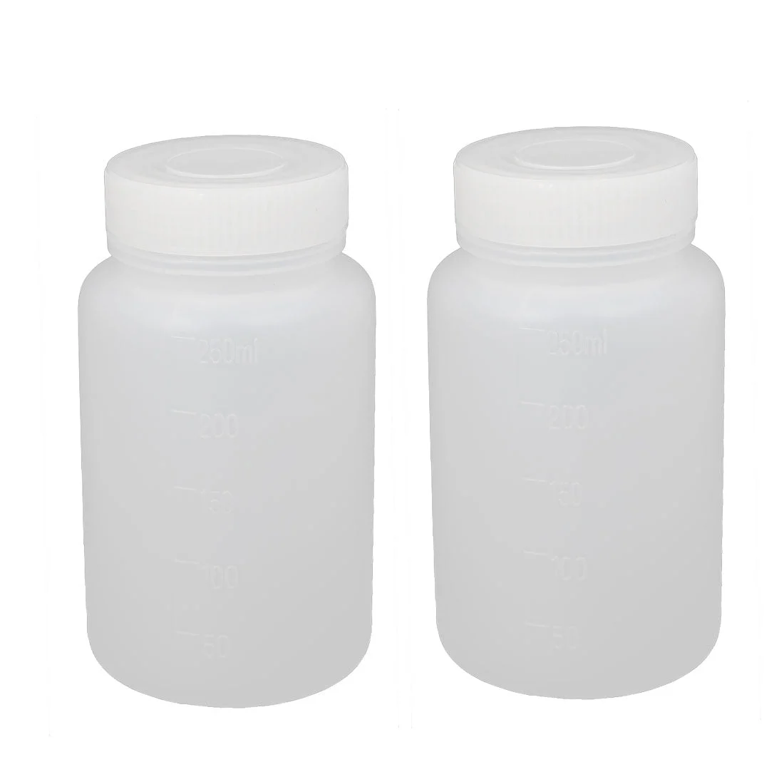 2Pcs 250ml Plastic Wide Mouth Laboratory Reagent Bottle Sample Bottle White