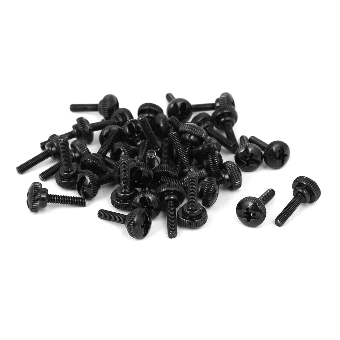 M3 x 12mm Knurled Phillips Head Thumb Screw Black 40pcs for Computer PC Case