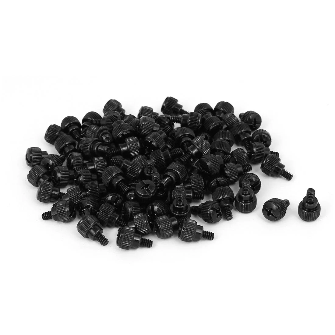 Computer PC Case Black Zinc Plated Knurled Phillips Head Thumb Screw 6#-32 100pcs