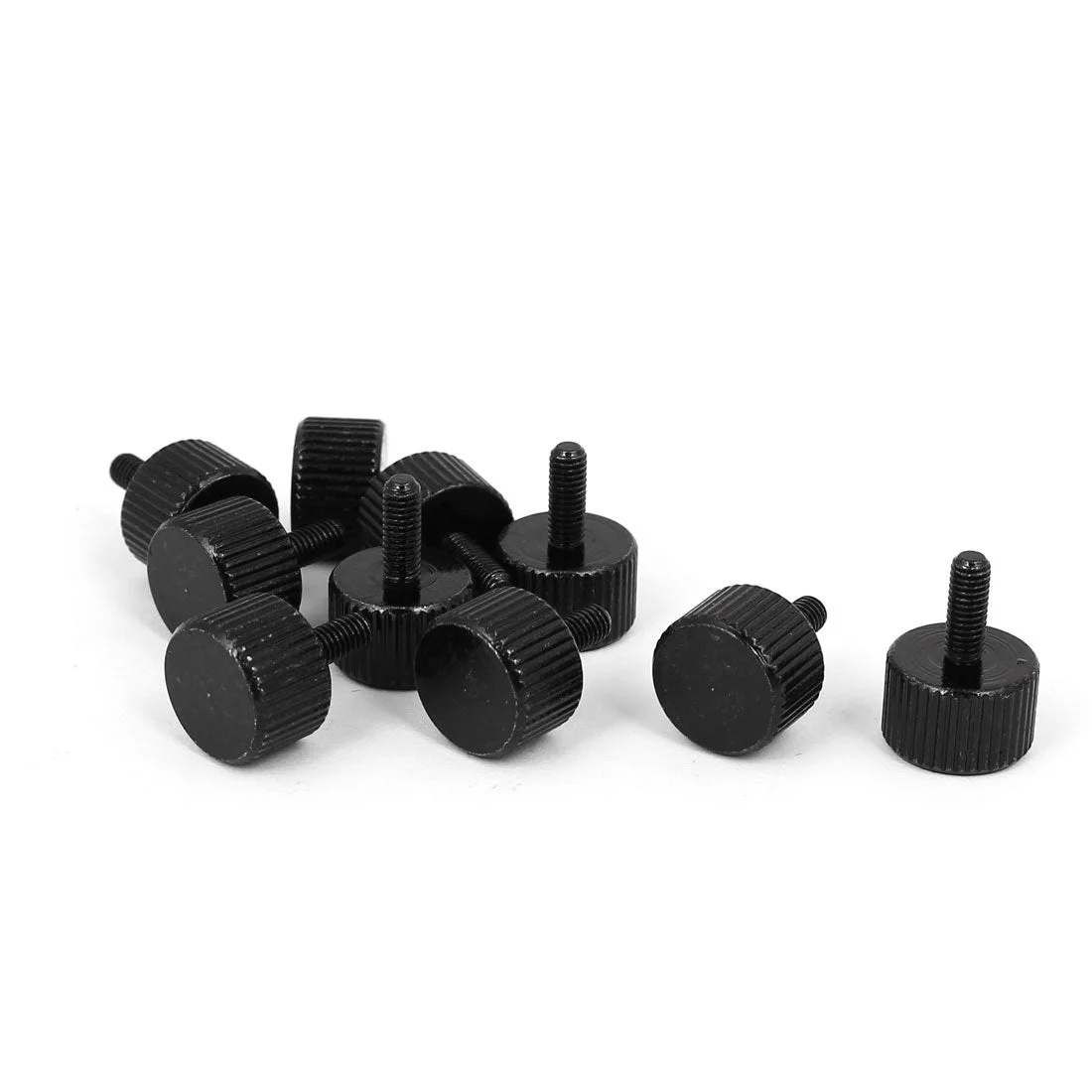 Computer PC Case Black Zinc Plated Flat Head Knurled Thumb Screw M3x8mm 10pcs