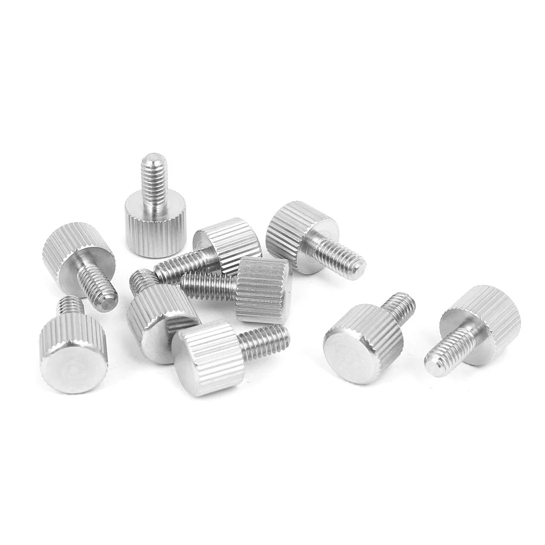 Computer PC Case Stainless Steel Flat Head Knurled Thumb Screw M4 x 8mm 10pcs