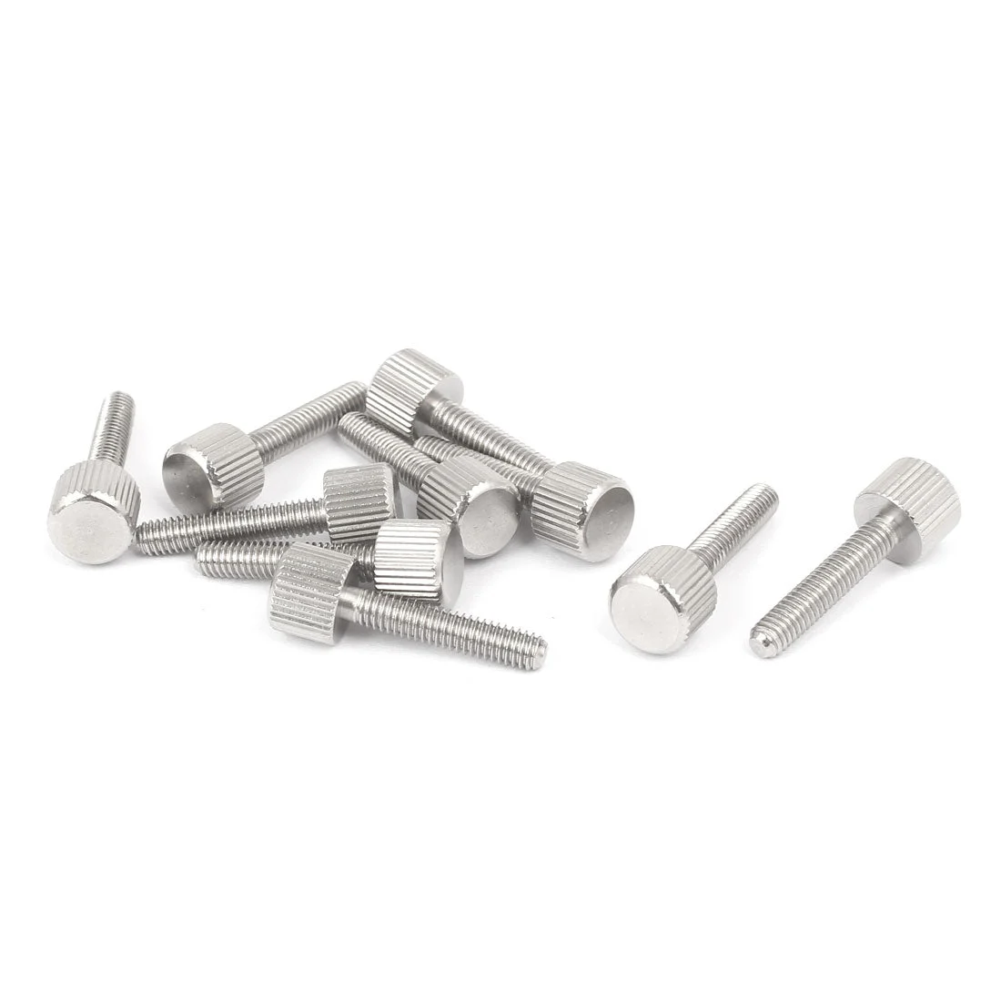 Computer PC Case Stainless Steel Flat Head Knurled Thumb Screw M4 x 20mm 10pcs