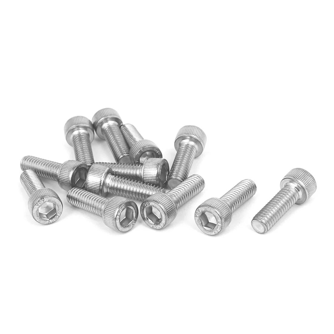M6 x 18mm Thread 304 Stainless Steel Hex Socket Head Cap Screw Bolt DIN912 12pcs