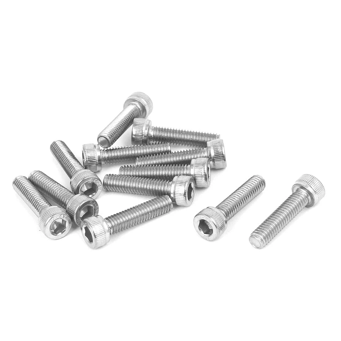 M6 x 25mm Thread 304 Stainless Steel Hex Socket Head Cap Screw Bolt DIN912 12pcs