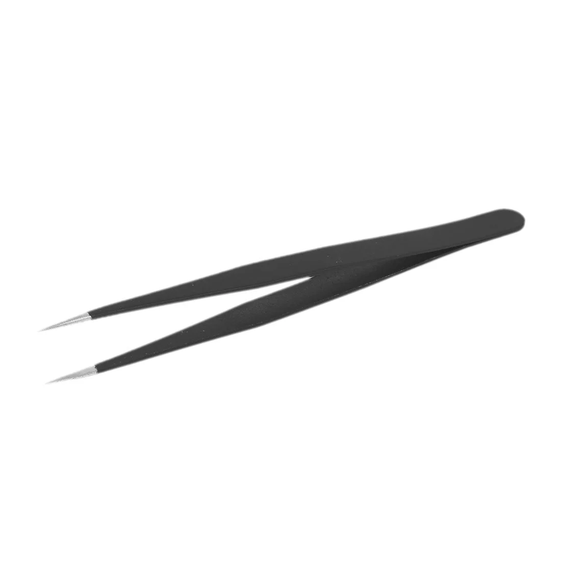 Uxcell 135mm Length Non-magnetic Straight Pointed Tip Tweezer Manual Tool Black