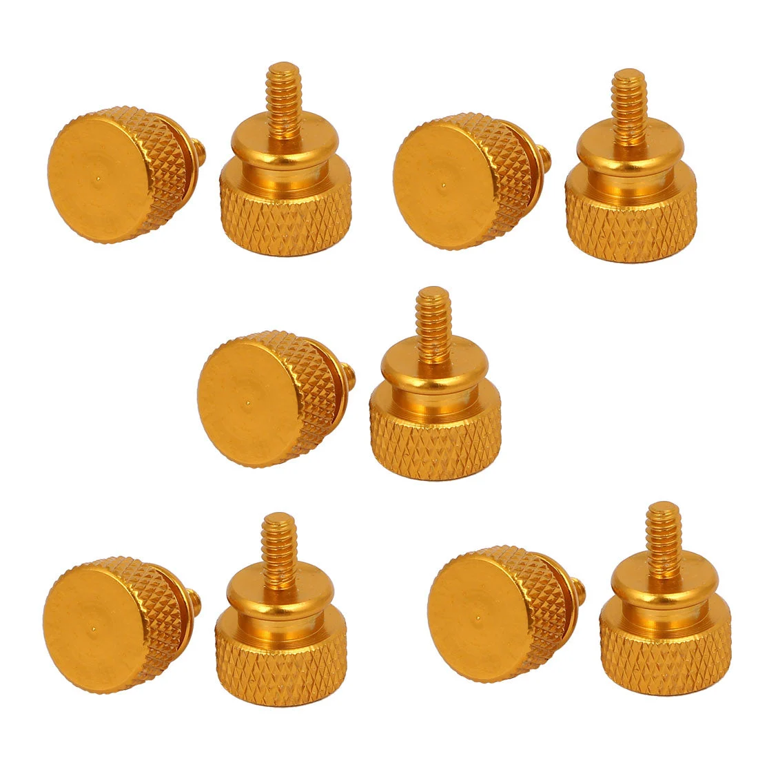 Computer PC Case Fully Threaded Knurled Thumb Screws Gold Tone 6#-32 10pcs