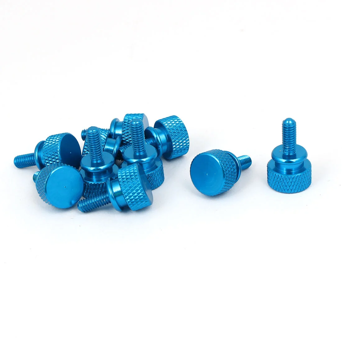 Computer PC Case Shoulder Type Knurled Thumb Screw Sky Blue M4x10mm 10pcs