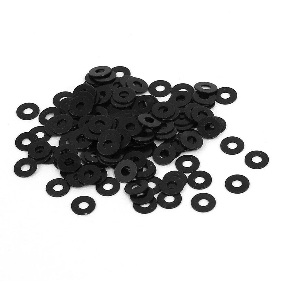 M1.4 x 4mm x 0.3mm Metal Flat Washers Spacers Fastener Black 200PCS