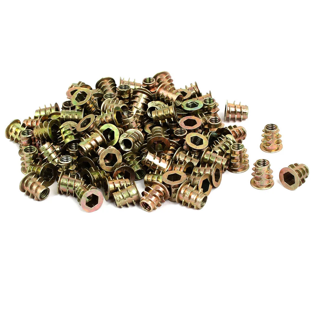 M5x10mm Interface Hex Socket Threaded Insert Nuts 100pcs for Wood Furniture