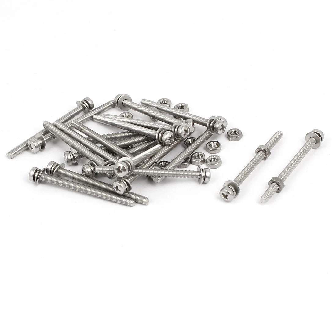 M3 x 40mm 304 Stainless Steel Phillips Pan Head Screws Nuts w Washers 20 Sets