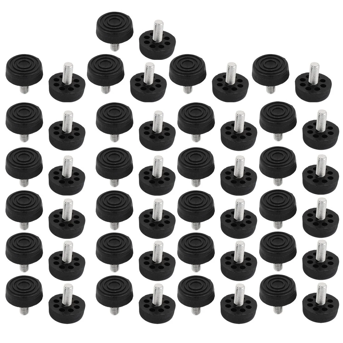 Uxcell M8 Male Thread Furniture Table Plastic Base Adjustable Leveling Feet Black 50pcs