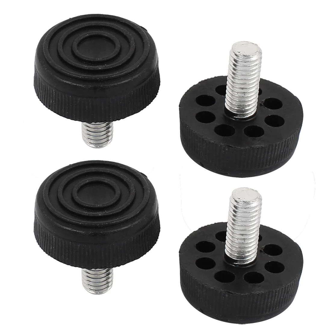 M8 Male Thread Furniture Table Plastic Base Adjustable Leveling Feet Black 4pcs