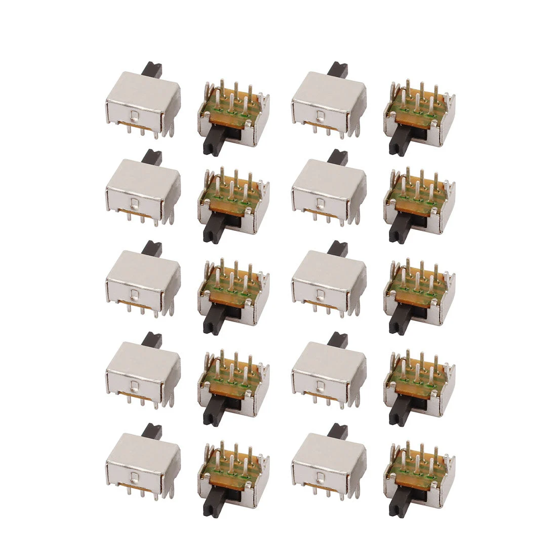 Uxcell 20Pcs 2 Position Vertical Angle 6P DPDT Micro Slide Switch Latching Power Switch