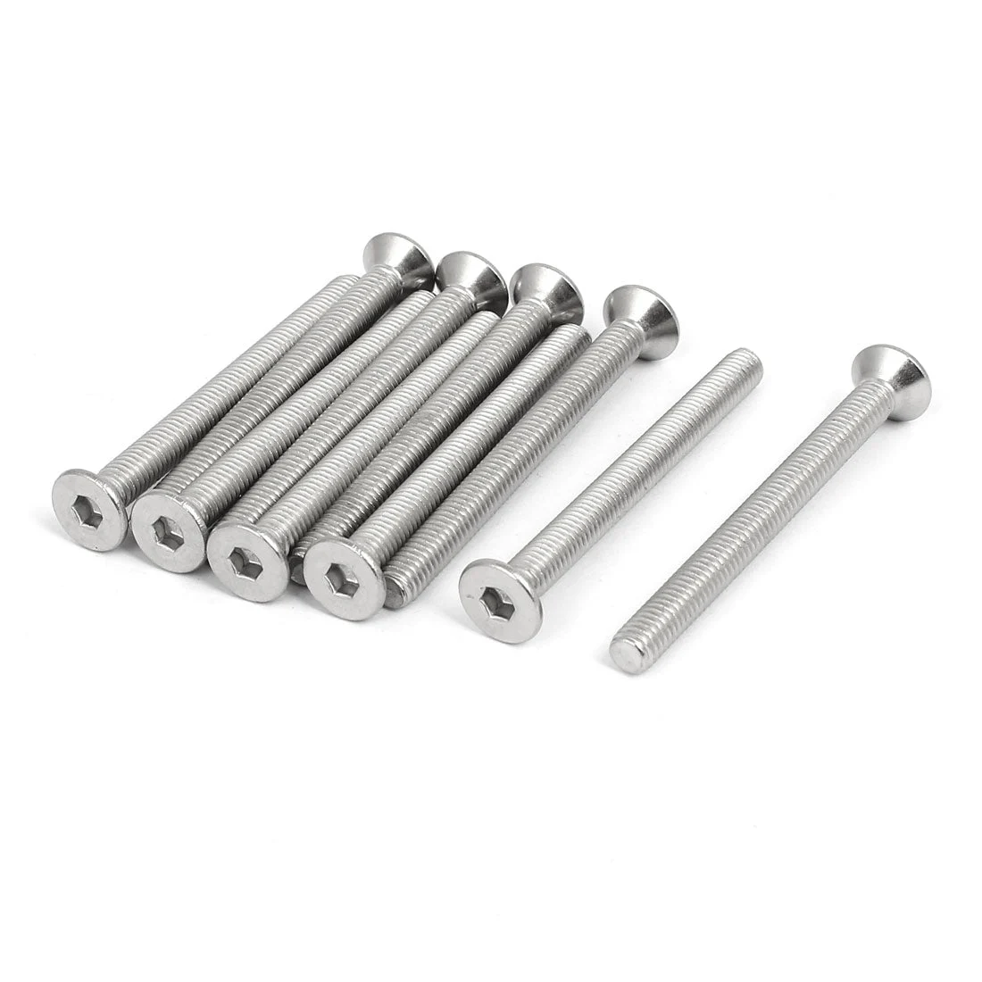 M6x65mm 304 Stainless Steel Flat Head Hex Socket Cap Screws DIN7991 10pcs