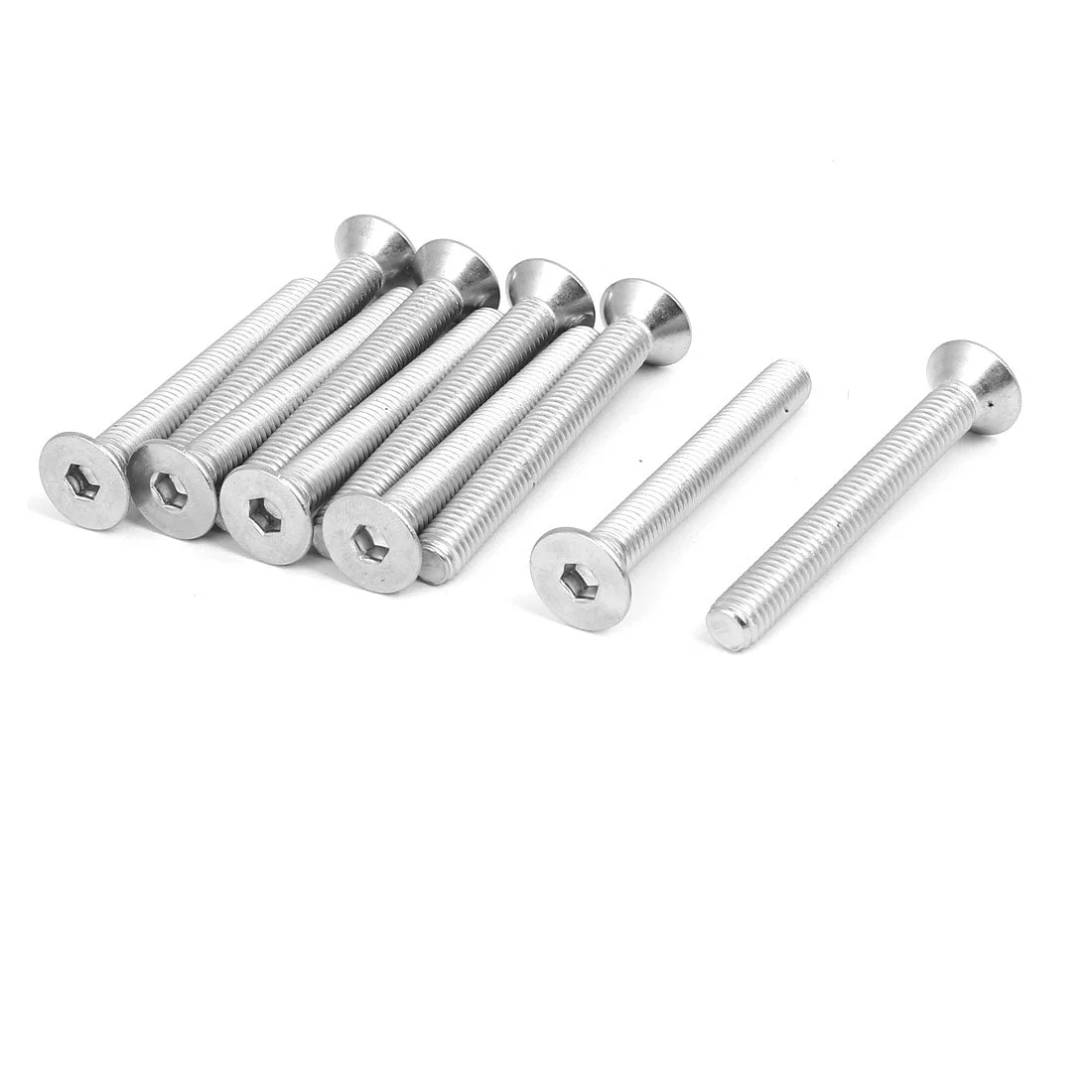 M8x65mm 304 Stainless Steel Flat Head Hex Socket Cap Screws DIN7991 10pcs
