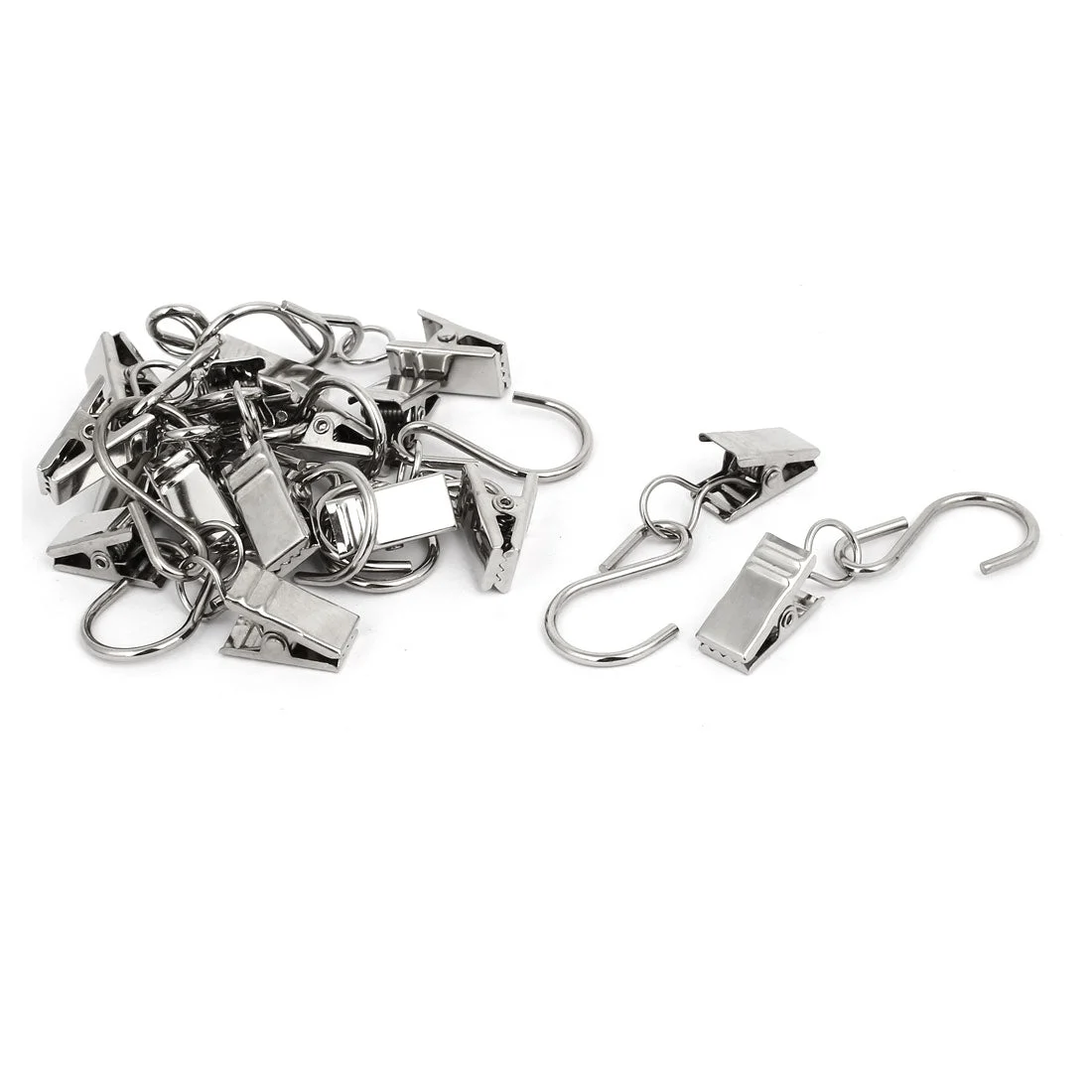13mm Width 60mm Length S Shaped Hanging Hook Drapes Curtain Clips Clamps 16 Sets