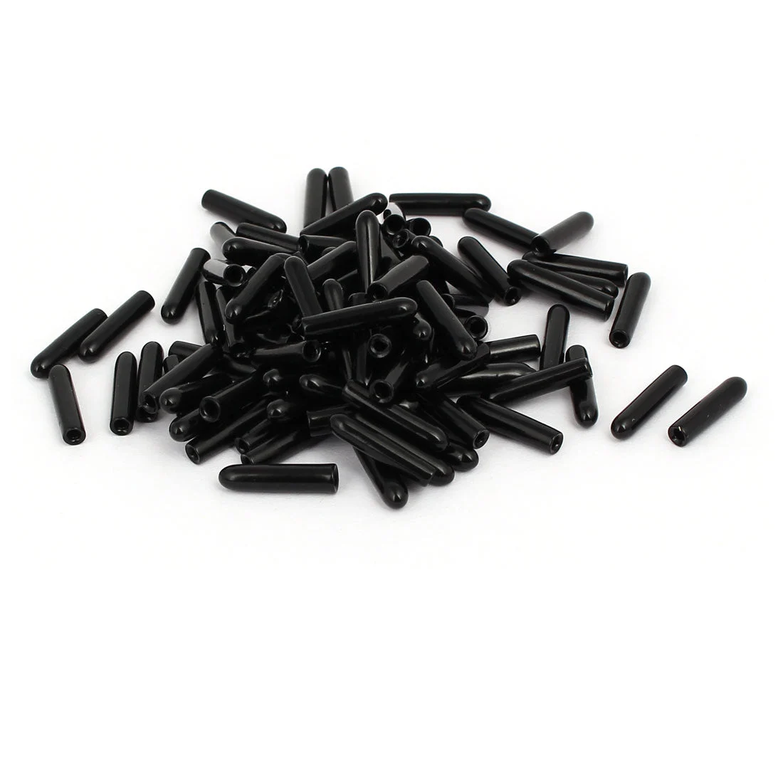 1.6mm Inner Dia Rubber Hose End Cap Screw Thread Protector Cover Black 100pcs