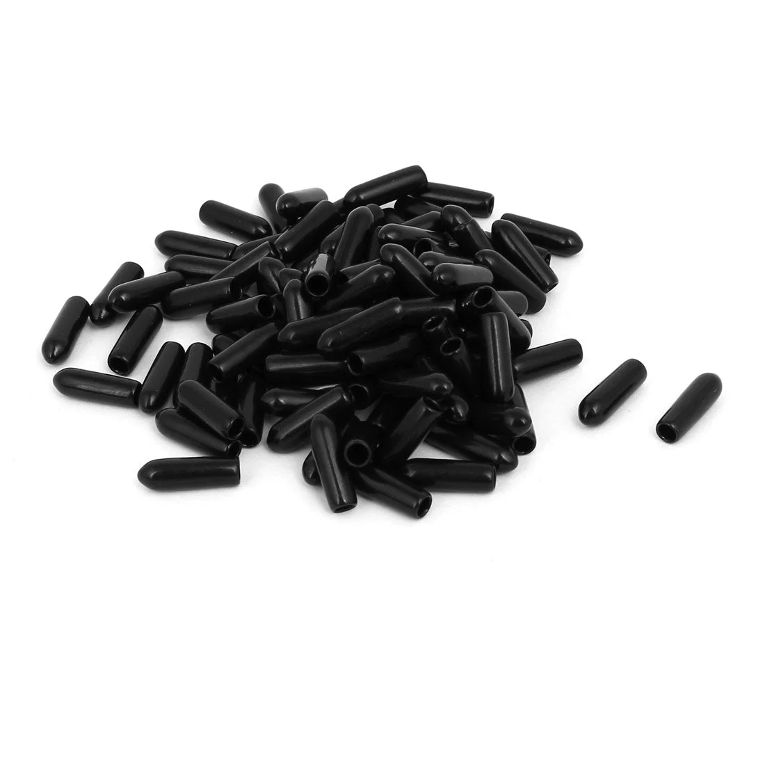 3.5mm Inner Dia Rubber Hose End Cap Screw Thread Protector Cover Black 100pcs