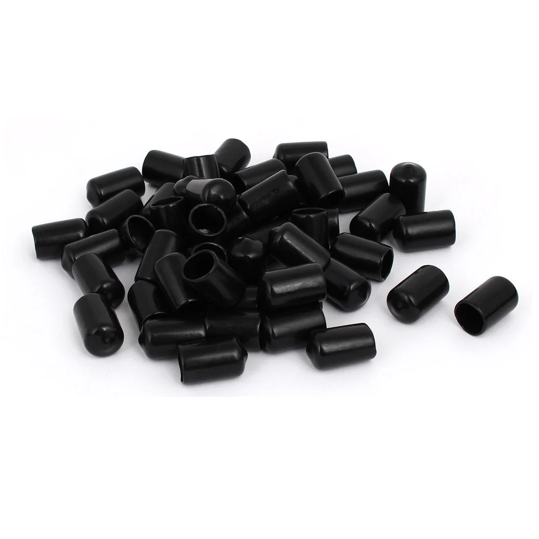 12mm Inner Dia Rubber Hose End Cap Screw Thread Protector Cover Black 50pcs