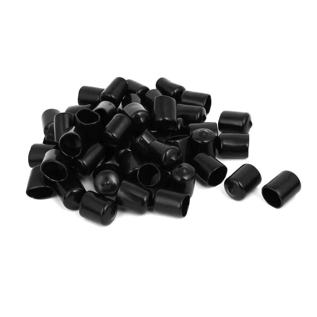 16mm Inner Dia Rubber Hose End Cap Screw Thread Protector Cover Black 50pcs