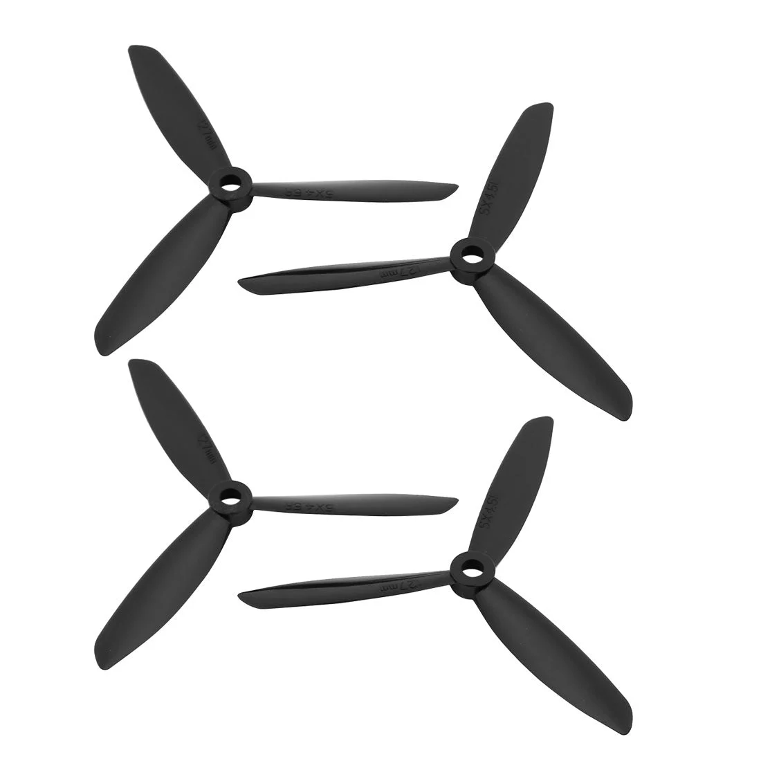 2 Pairs 5x4.5 Inches 3-Vanes RC Airplane C Propeller Black w Hole Adapter