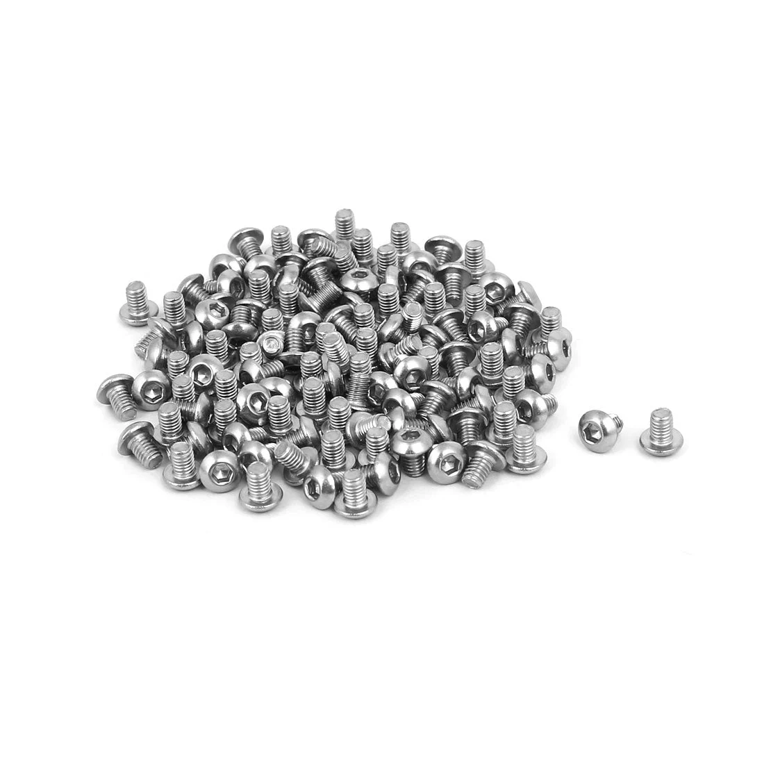 M3x4mm 304 Stainless Steel Button Hex Socket Cap Screws Fastener 120pcs