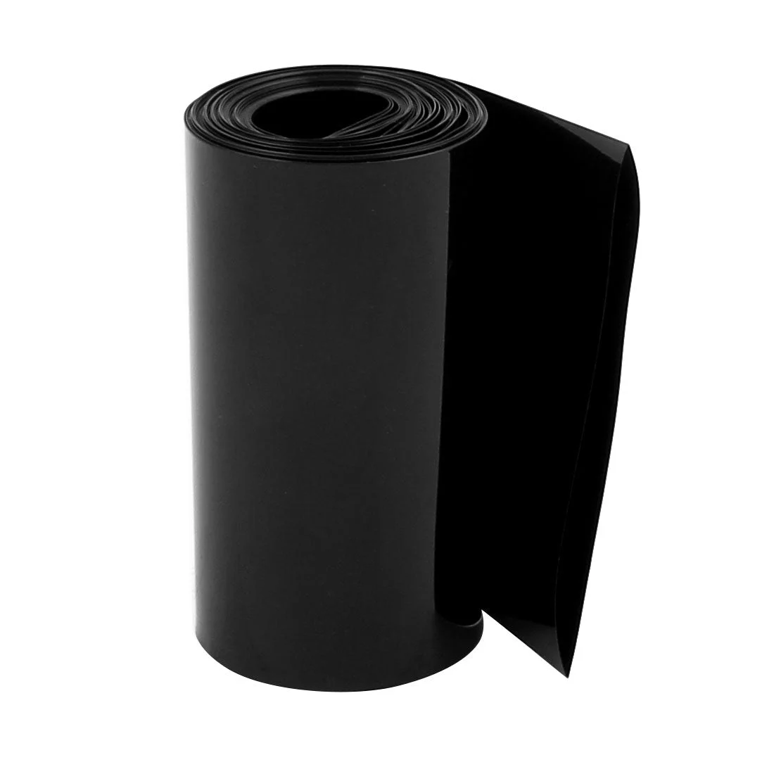 80mm Flat Width 2.1M Length PVC Heat Shrink Tube Black for 18650 Batteries