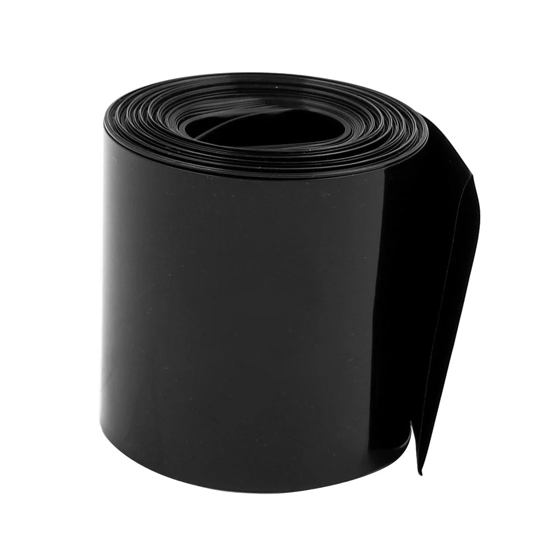55mm Flat Width 5.5M Length PVC Heat Shrink Tube Black for 18650 Batteries