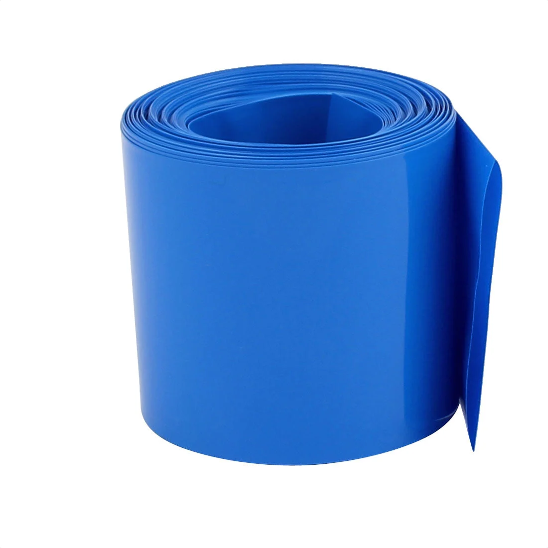 70mm Flat Width 2.1M Length PVC Heat Shrink Tube Blue for 18650 Batteries