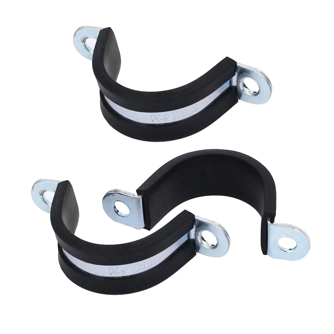 M30 EPDM Rubber Lined U Shaped Pipe Tube Strap Clamps Clips Fasteners 3pcs