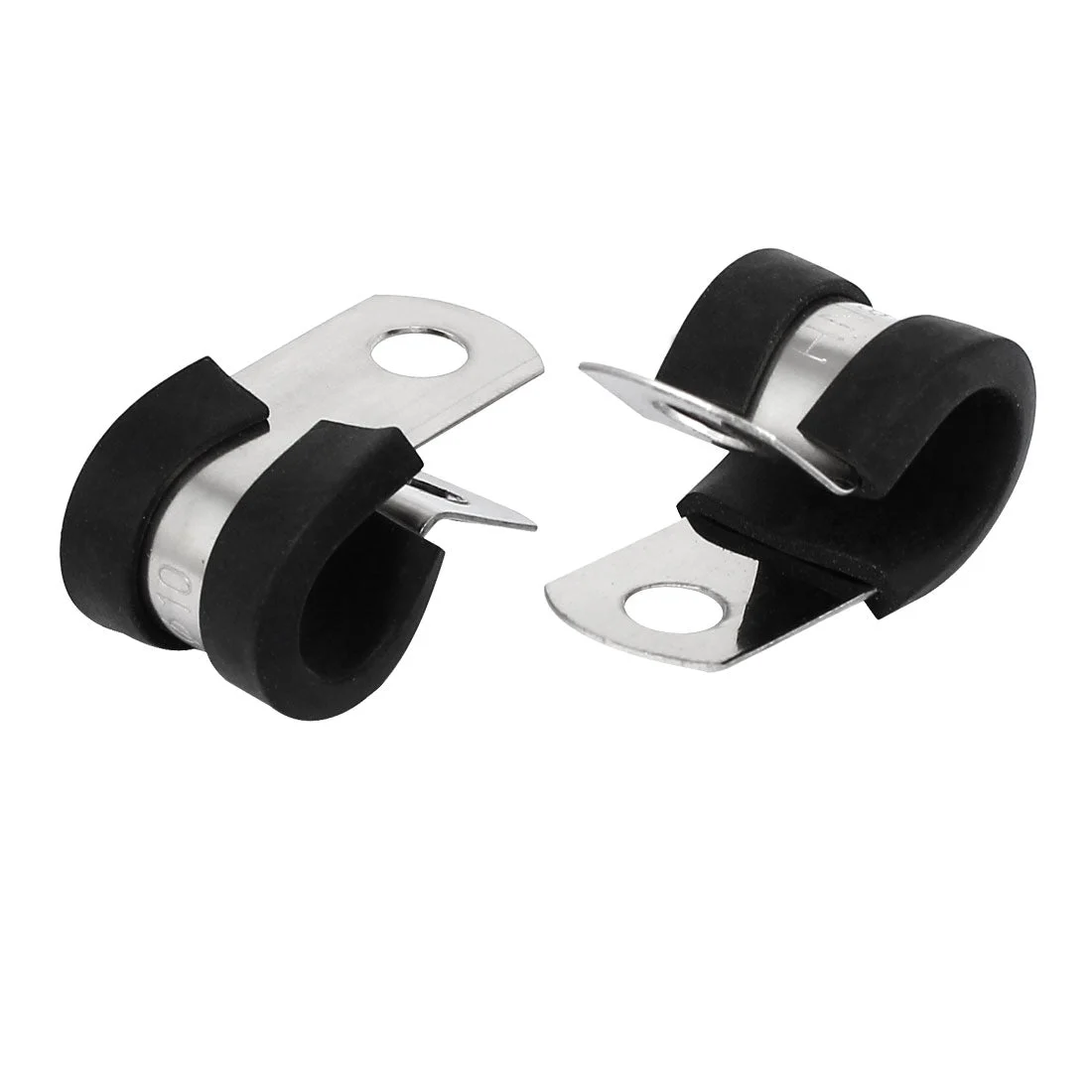 10mm Dia EPDM Rubber Lined P Clips Cable Hose Pipe Clamps Holder 2pcs