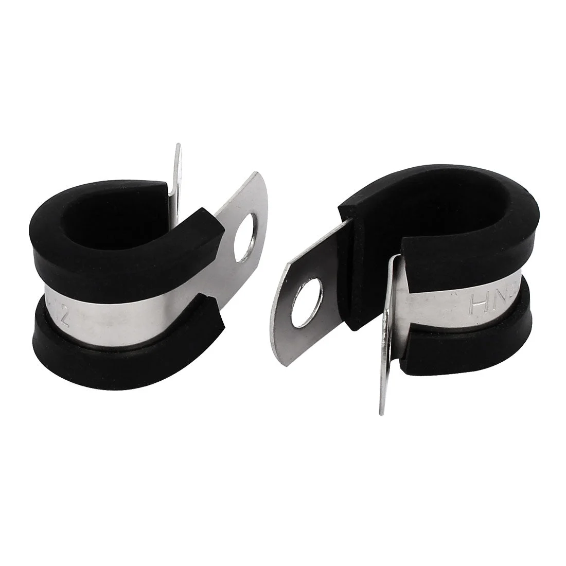 12mm Dia EPDM Rubber Lined P Clips Cable Hose Pipe Clamps Holder 2pcs