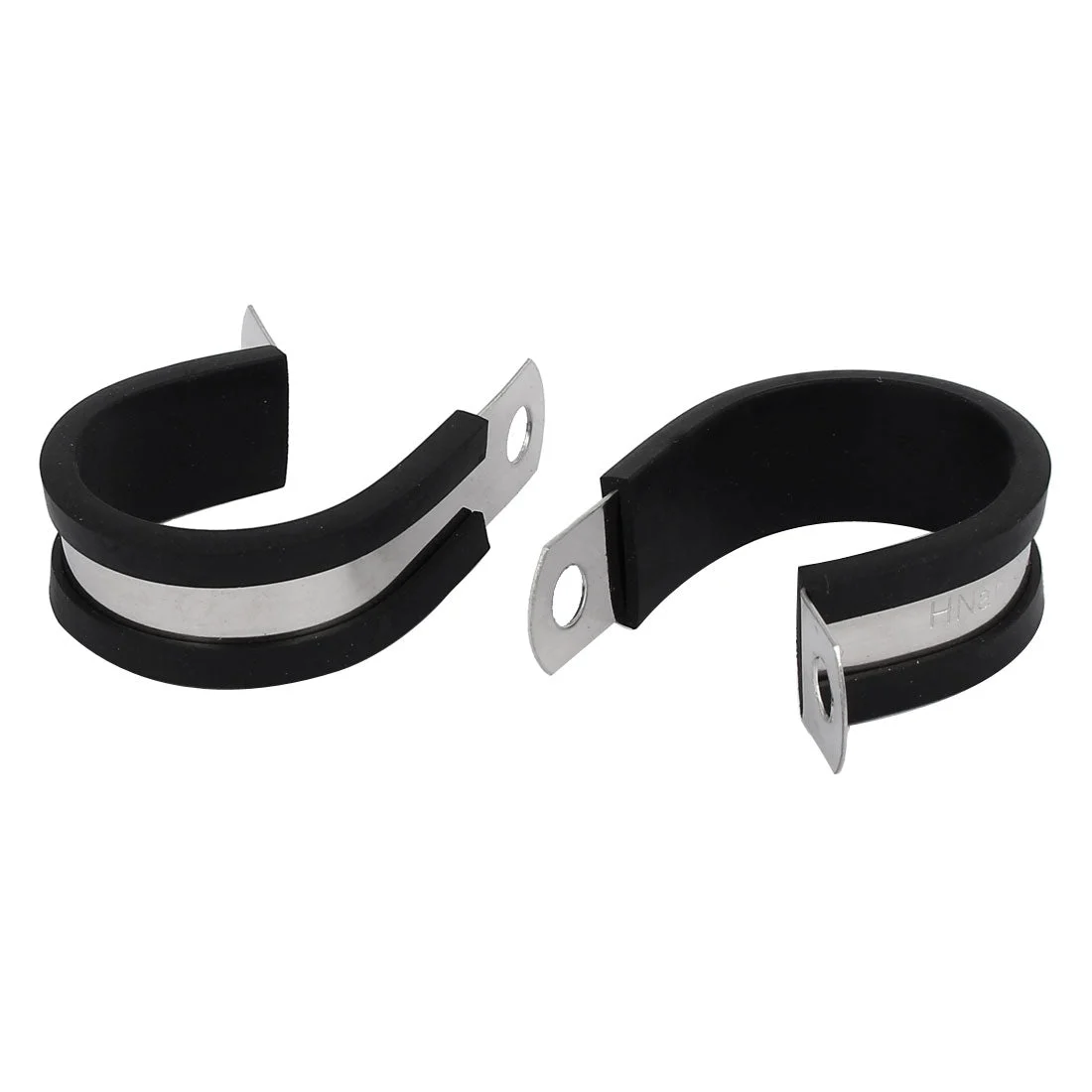 28mm Dia EPDM Rubber Lined P Clips Cable Hose Pipe Clamps Holder 2pcs