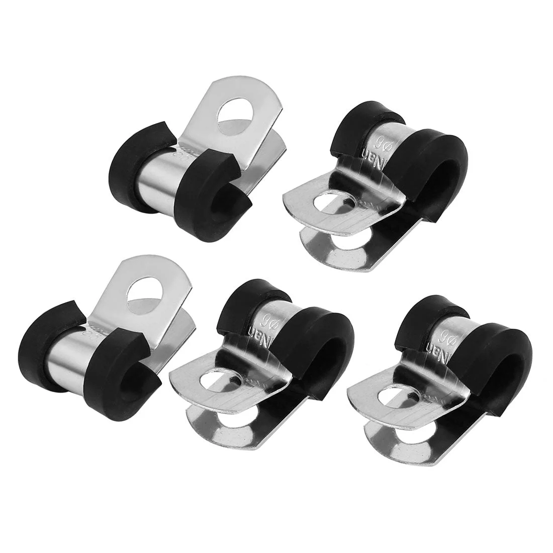 6mm Dia EPDM Rubber Lined P Clips Cable Hose Pipe Clamps Holder 5pcs