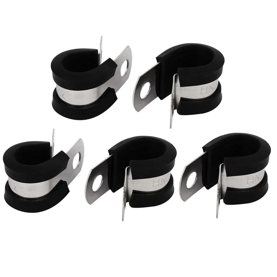 12mm Dia EPDM Rubber Lined P Clips Cable Hose Pipe Clamps Holder 5pcs