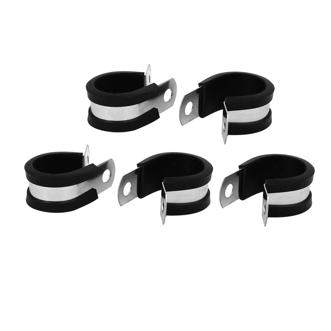 20mm Dia EPDM Rubber Lined P Clips Cable Hose Pipe Clamps Holder 5pcs