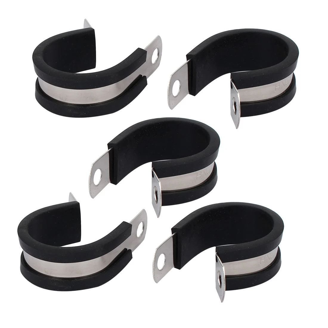 26mm Dia EPDM Rubber Lined P Clips Cable Hose Pipe Clamps Holder 5pcs