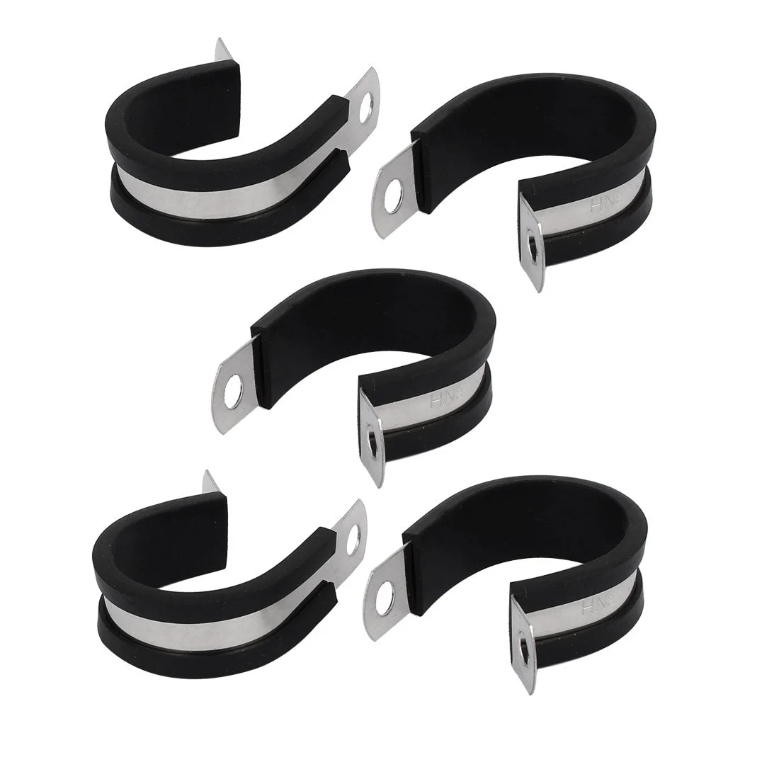 28mm Dia EPDM Rubber Lined P Clips Cable Hose Pipe Clamps Holder 5pcs