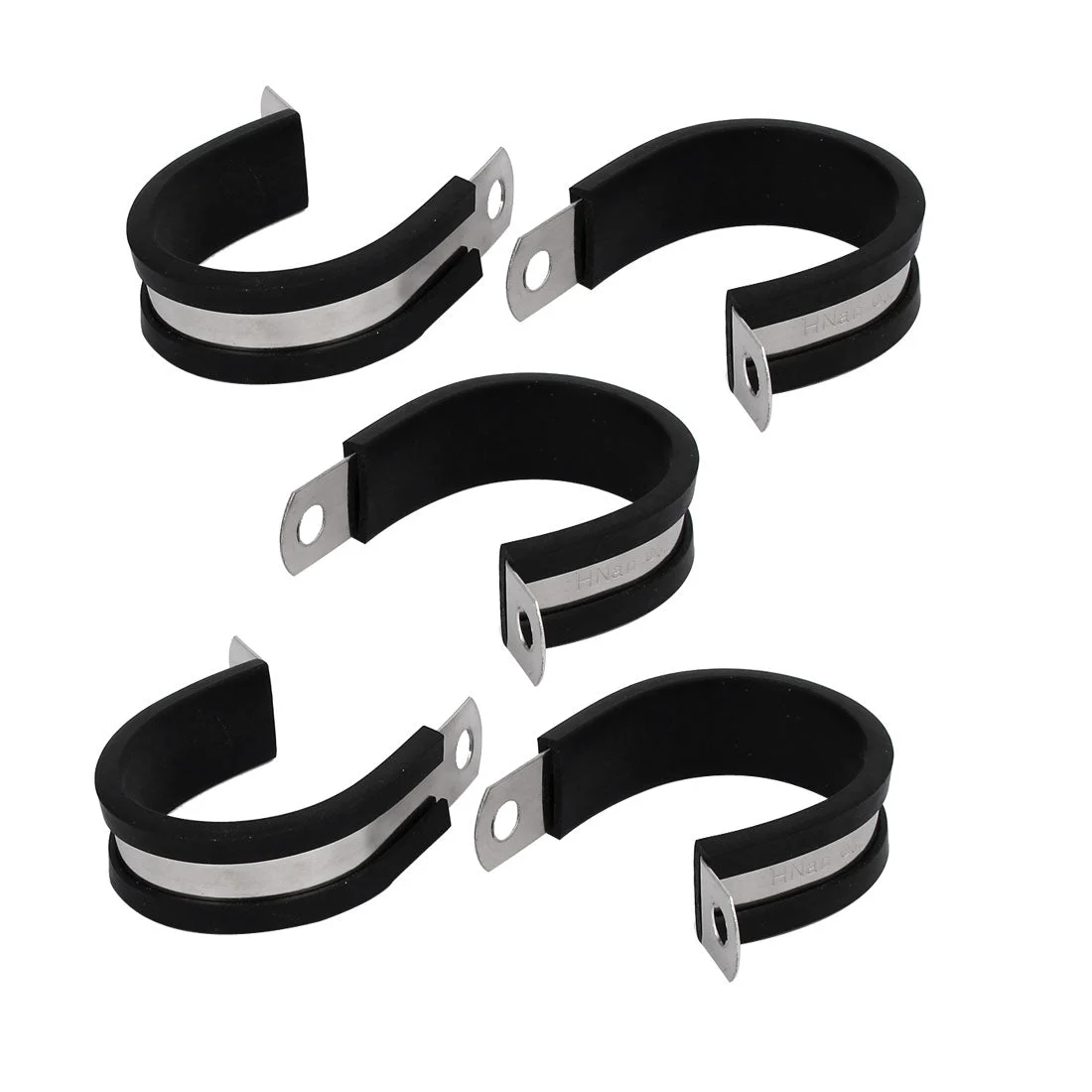 32mm Dia EPDM Rubber Lined P Clips Cable Hose Pipe Clamps Holder 5pcs