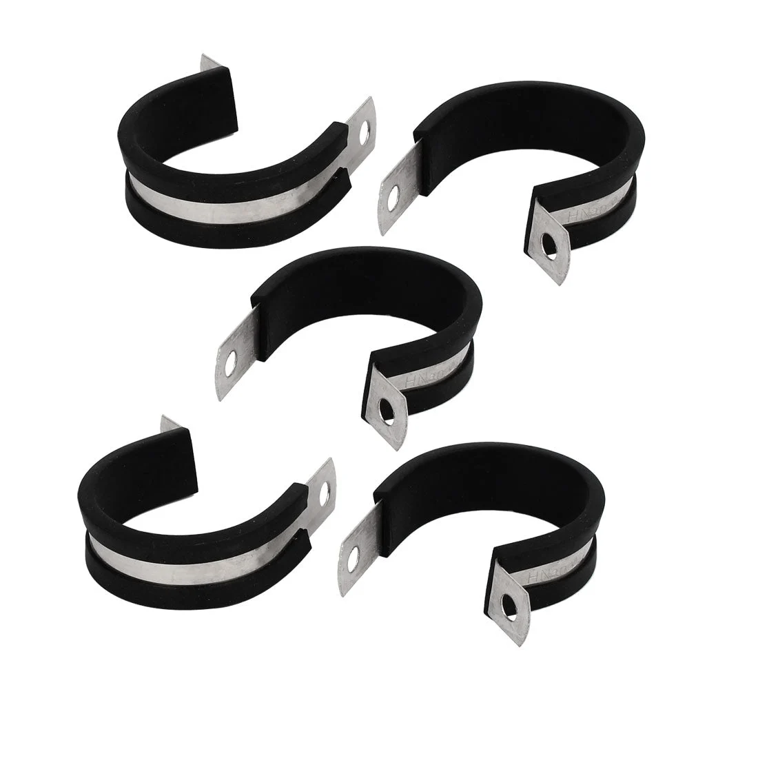 34mm Dia EPDM Rubber Lined P Clips Cable Hose Pipe Clamps Holder 5pcs