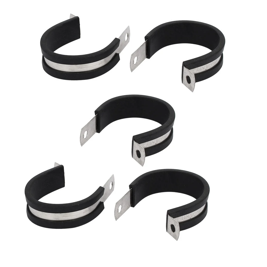 40mm Dia EPDM Rubber Lined P Clips Cable Hose Pipe Clamps Holder 5pcs