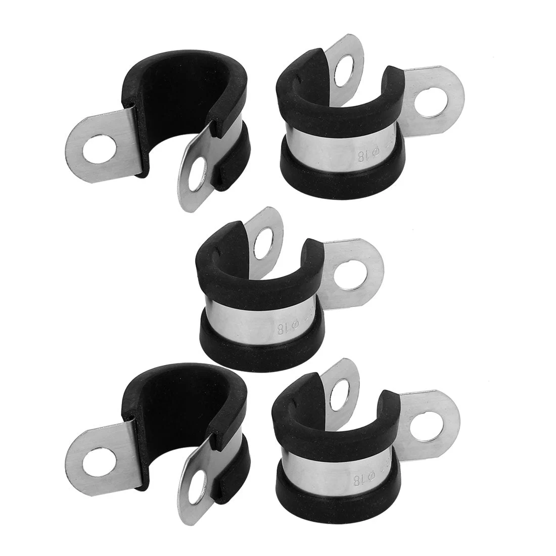 18mm Dia EPDM Rubber Lined P Clips Water Pipe Tube Clamps Holder 5pcs