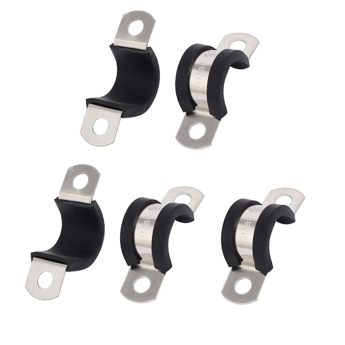 15mm Dia EPDM Rubber Lined U Shaped Pipe Tube Wire Clamps Clips 5pcs