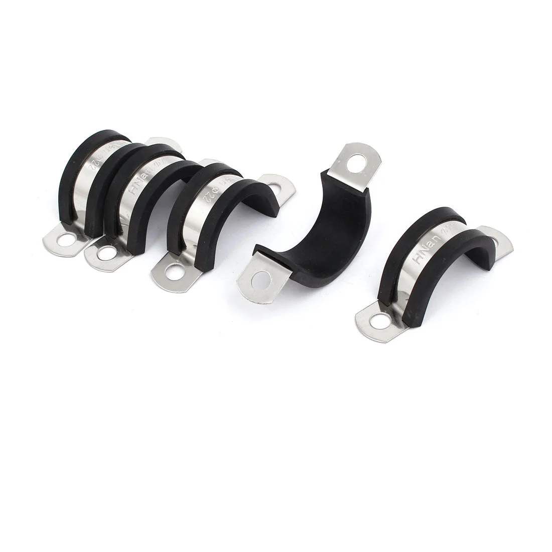 22mm Dia EPDM Rubber Lined U Shaped Pipe Tube Wire Clamps Clips 5pcs