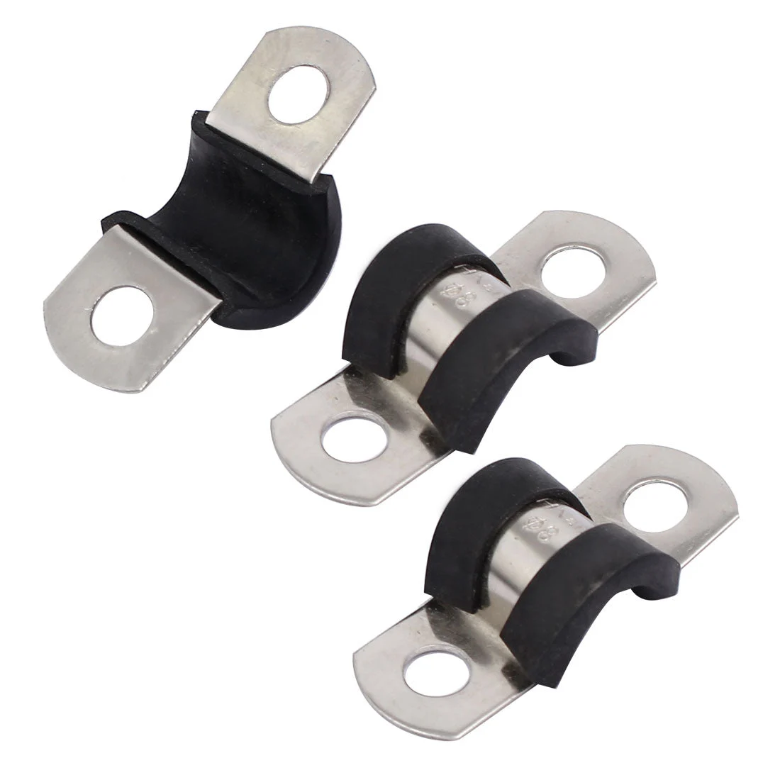 8mm Dia EPDM Rubber Lined U Shaped Pipe Tube Wire Clamps Clips 3pcs